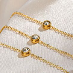 2 Pcs Stainless Steel Personalized Enamel Bead Chain Bracelet