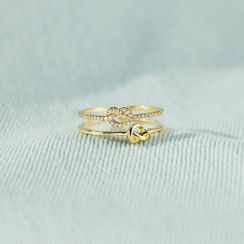 Double Layer Knot Tie Zircon Women Ring
